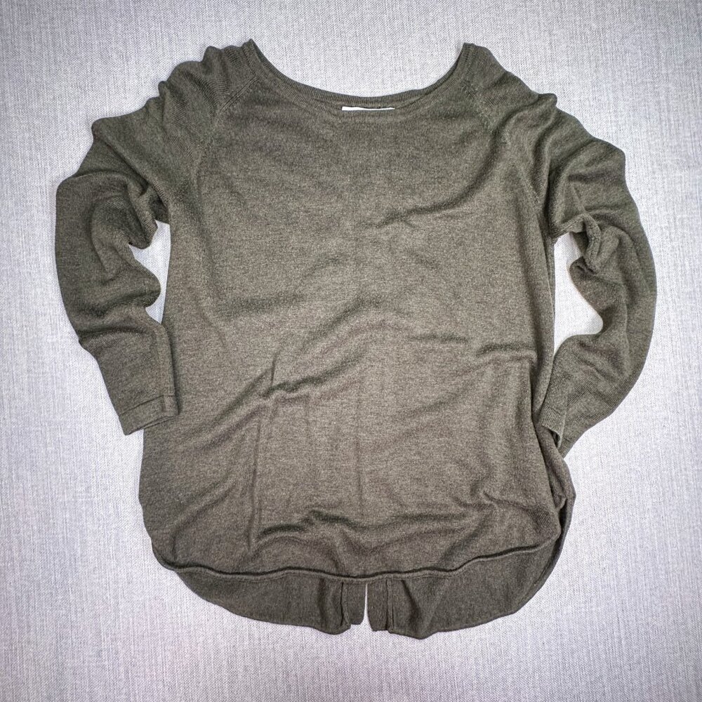 Magaschoni Cashmere Blend Knit Button Back Sweater Olive Green Women's Size S - Picture 2 of 6